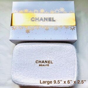 Authentic Chanel Skin Care Makeup Bag Holiday Gift Set Cosmetic Tweed Pouch ONLY